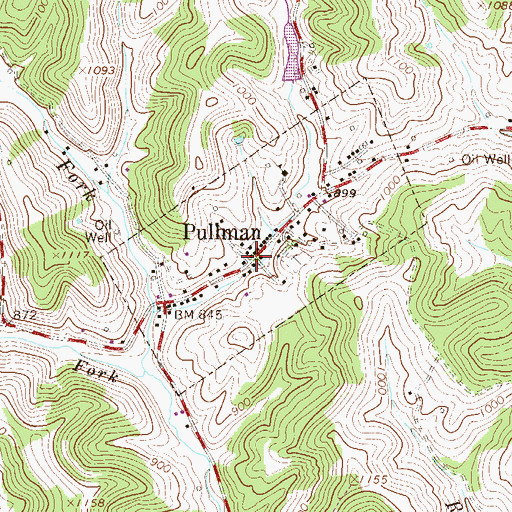 Topographic Map of Pullman, WV