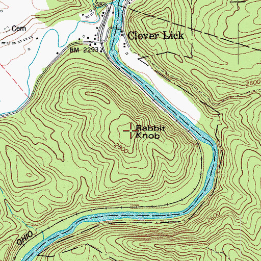 Topographic Map of Rabbit Knob, WV