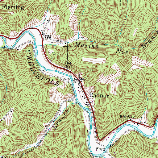 Topographic Map of Radnor, WV