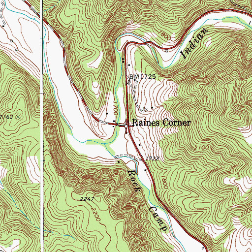 Topographic Map of Raines Corner, WV