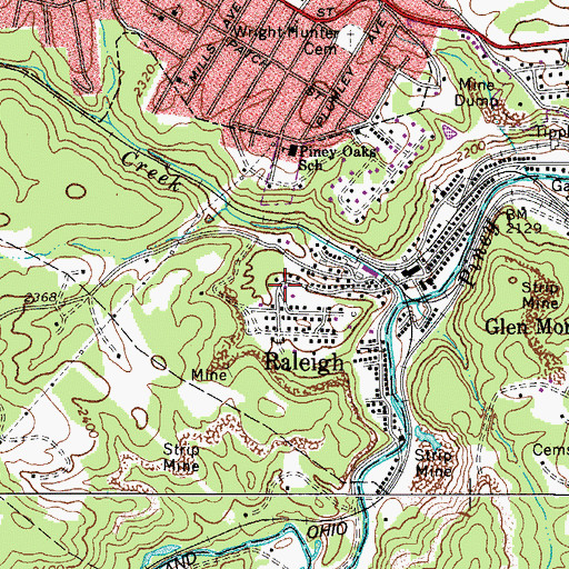 Topographic Map of Raleigh, WV