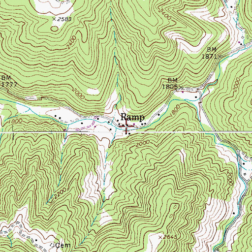 Topographic Map of Ramp, WV