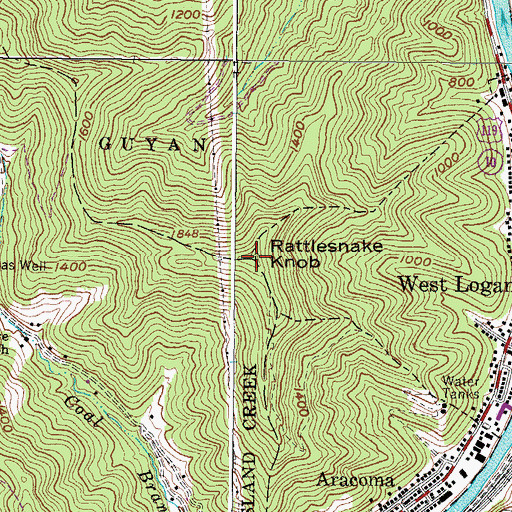 Topographic Map of Rattlesnake Knob, WV