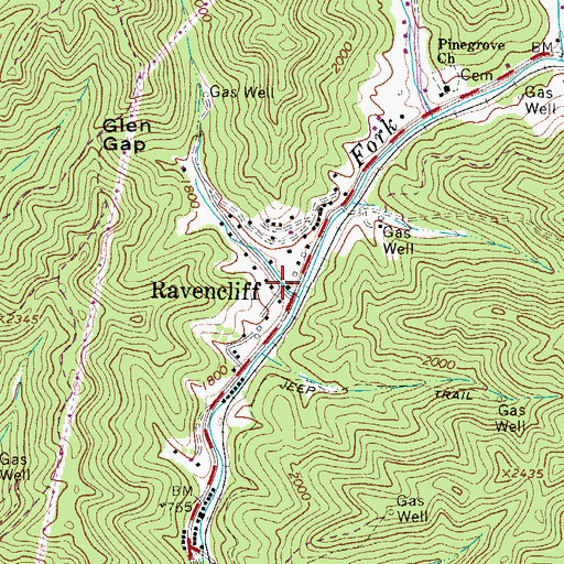 Topographic Map of Ravencliff, WV