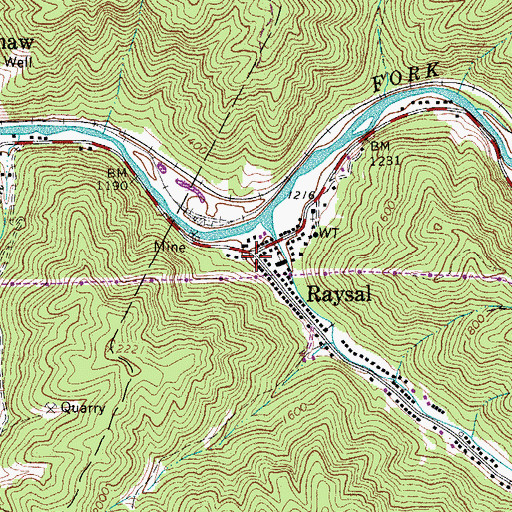 Topographic Map of Raysal, WV