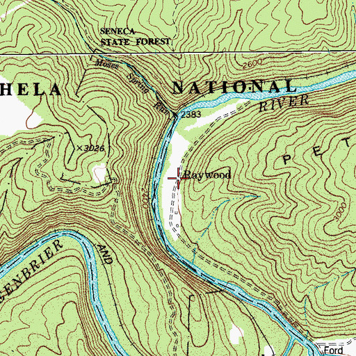 Topographic Map of Raywood, WV