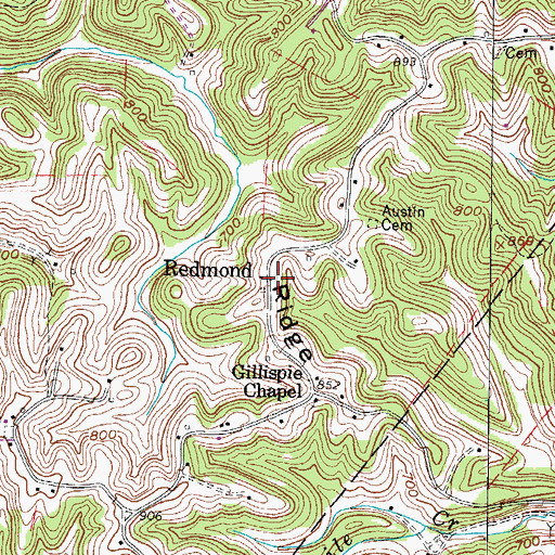 Topographic Map of Redmond, WV