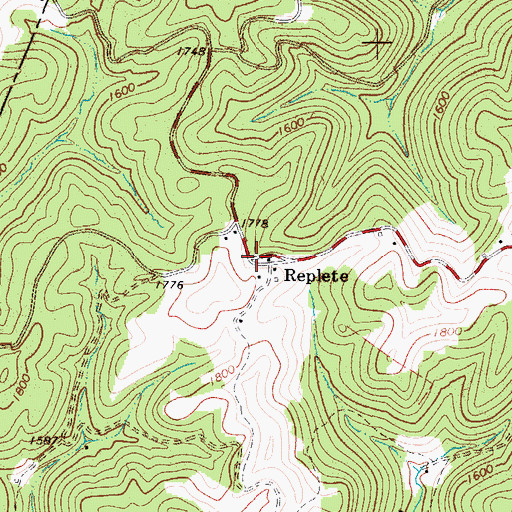 Topographic Map of Replete, WV