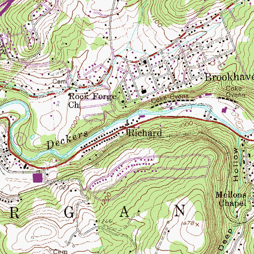 Topographic Map of Richard, WV