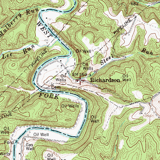 Topographic Map of Richardson, WV