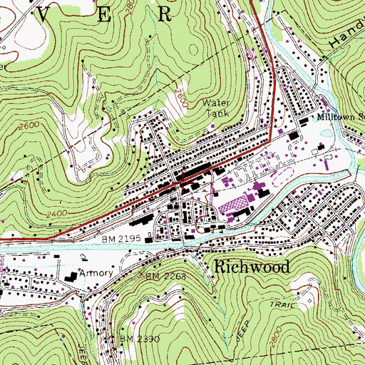 Topographic Map of Richwood, WV