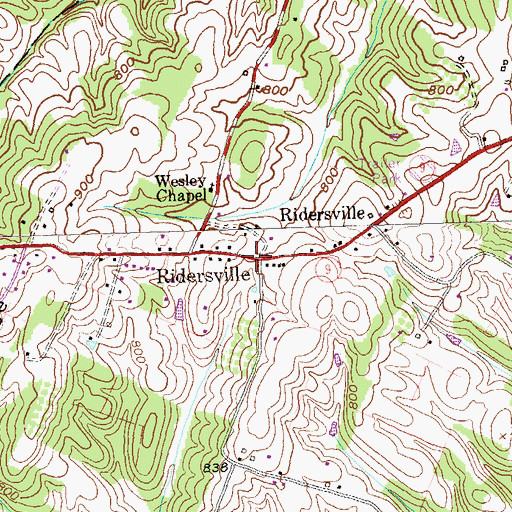 Topographic Map of Ridersville, WV