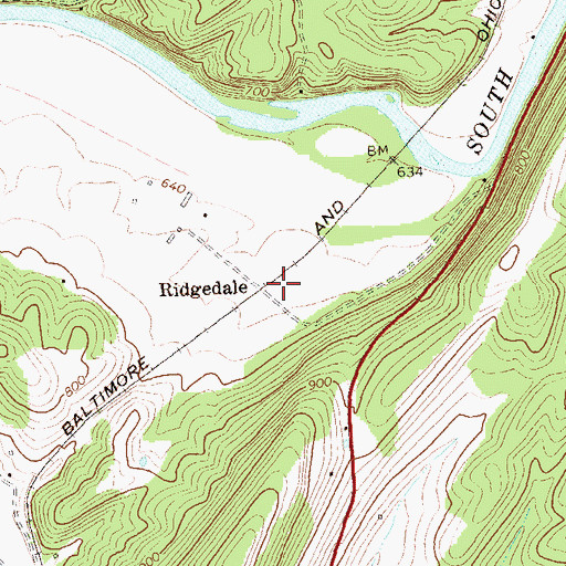 Topographic Map of Ridgedale, WV