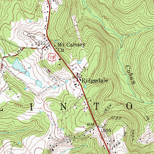 Topographic Map of Ridgedale, WV