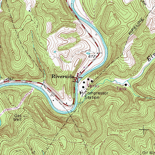 Topographic Map of Riverside, WV