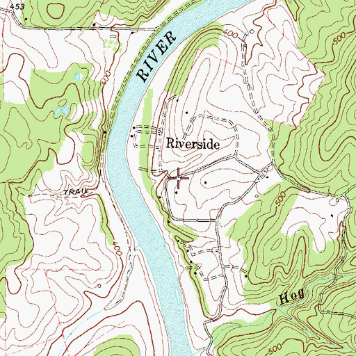 Topographic Map of Riverside, WV