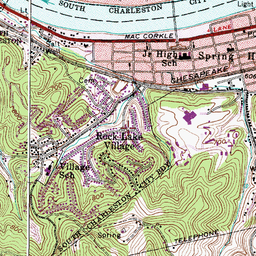 Topographic Map of Rock Lake Village, WV