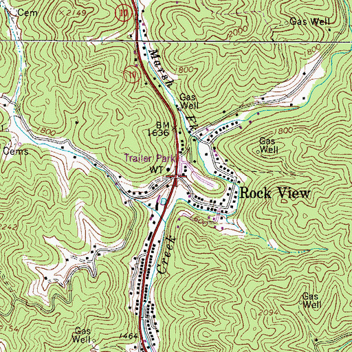 Topographic Map of Rock View, WV