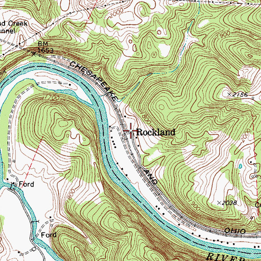Topographic Map of Rockland, WV
