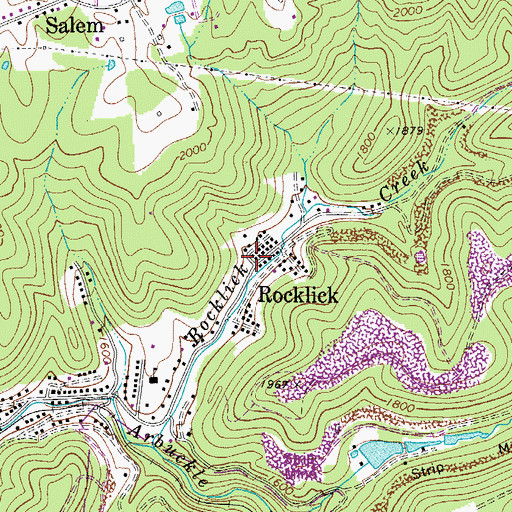 Topographic Map of Rocklick, WV