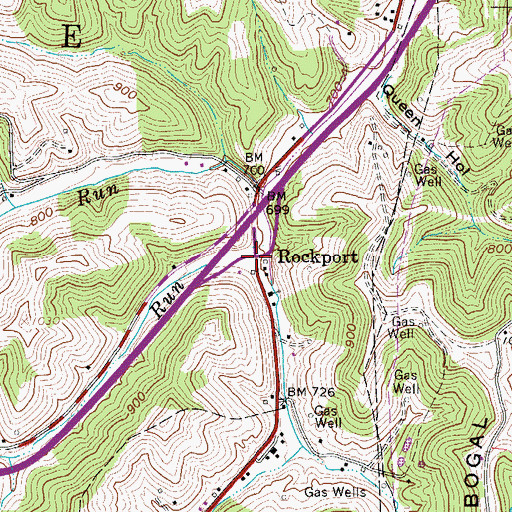 Topographic Map of Rockport, WV