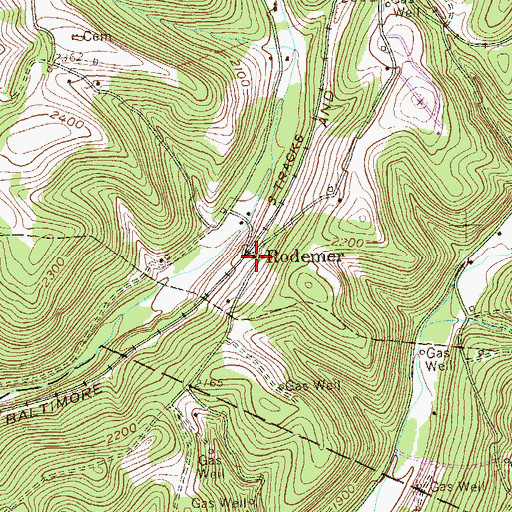 Topographic Map of Rodemer, WV