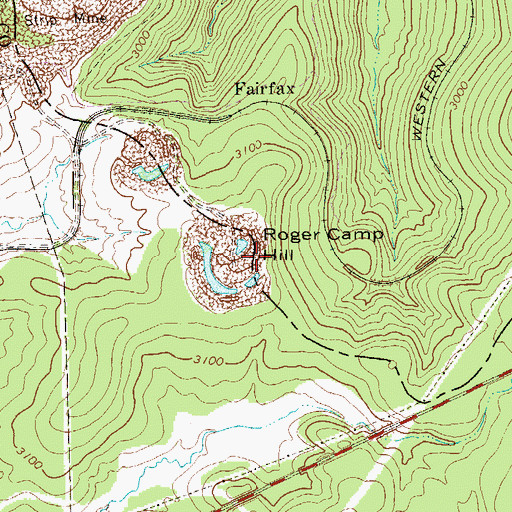 Topographic Map of Roger Camp Hill, WV