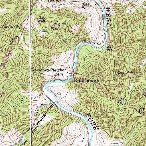 Topographic Map of Rohrbough, WV