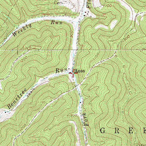 Topographic Map of Ross, WV