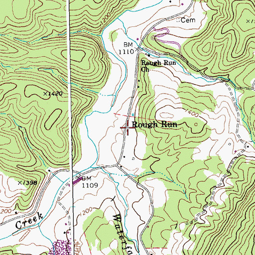 Topographic Map of Rough Run, WV