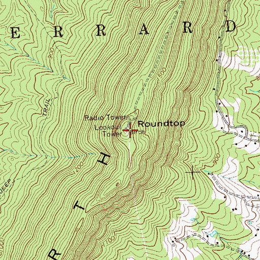 Topographic Map of Roundtop, WV