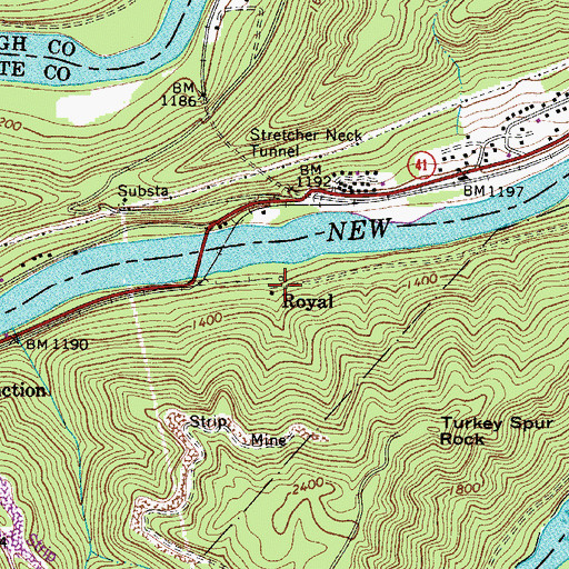 Topographic Map of Royal, WV