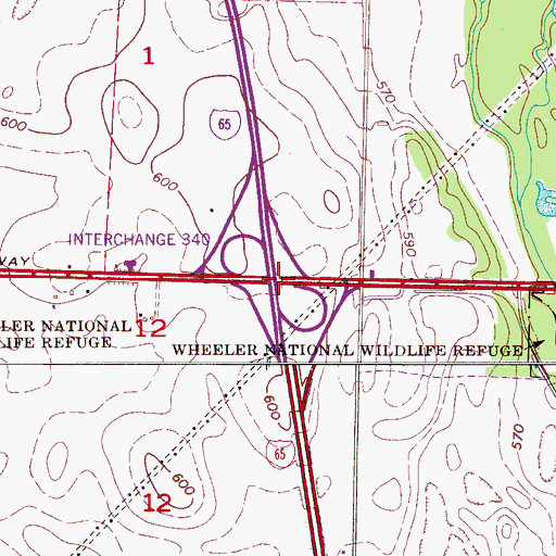 Topographic Map of Interchange 340, AL