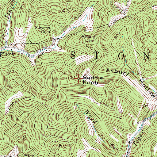 Topographic Map of Saddle Knob, WV
