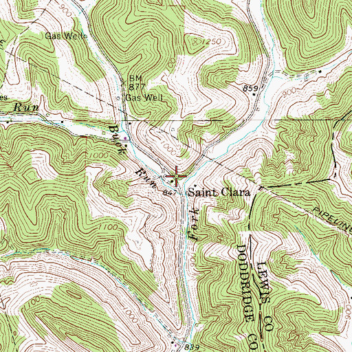 Topographic Map of Saint Clara, WV