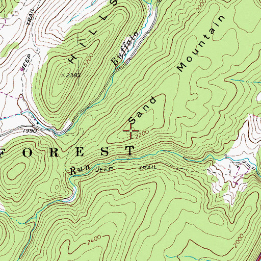 Topographic Map of Sand Mountain, WV