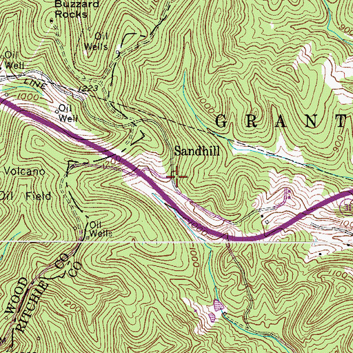 Topographic Map of Sandhill, WV
