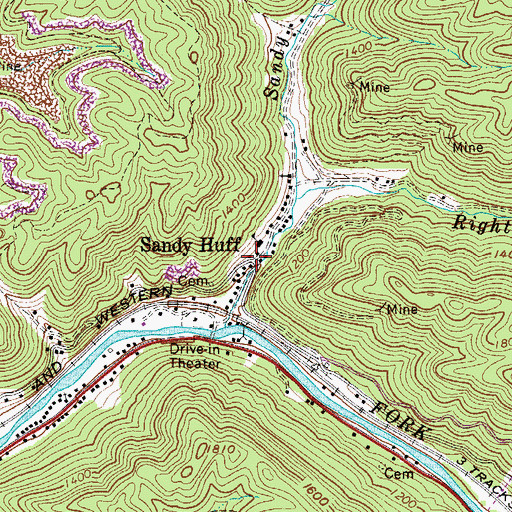 Topographic Map of Sandy Huff, WV