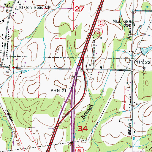 Topographic Map of Interchange 354, AL