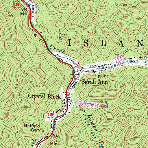 Topographic Map of Sarah Ann, WV