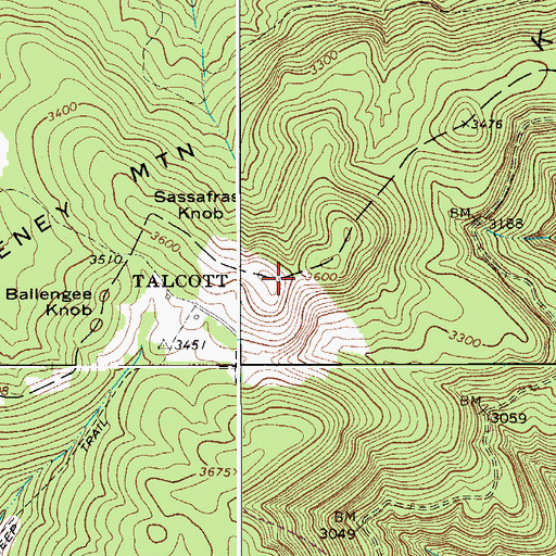 Topographic Map of Sassafras Knob, WV