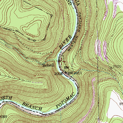 Topographic Map of Schell, WV