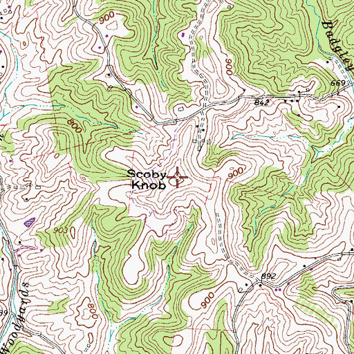 Topographic Map of Scoby Knob, WV