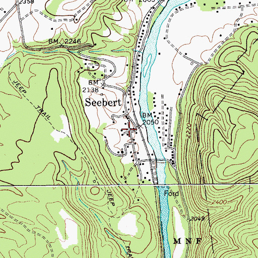 Topographic Map of Seebert, WV