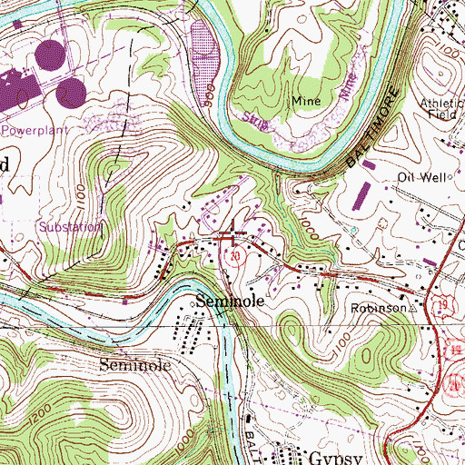 Topographic Map of Seminole, WV