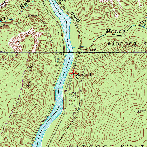 Topographic Map of Sewell, WV