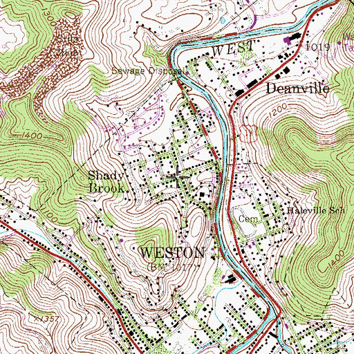 Topographic Map of Shady Brook, WV