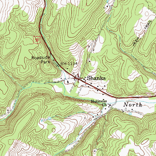 Topographic Map of Shanks, WV