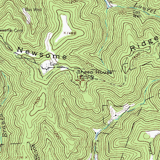Topographic Map of Sheep House Knob, WV