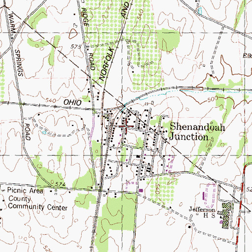 Topographic Map of Shenandoah Junction, WV